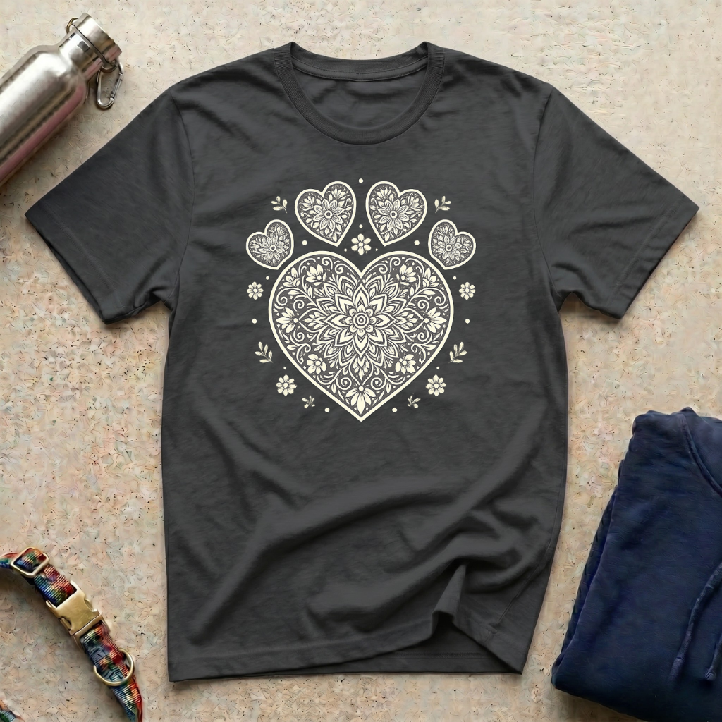 Heart-Shaped Paw Mandala T-Shirt