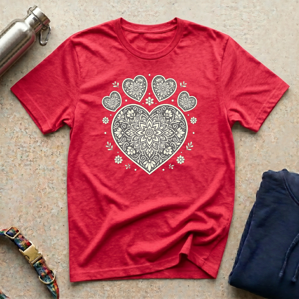 Heart-Shaped Paw Mandala T-Shirt