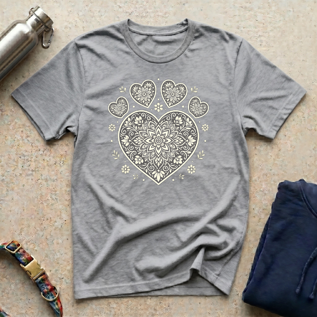 Heart-Shaped Paw Mandala T-Shirt